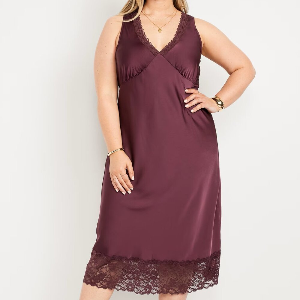 Old Navy Cherry Bark Midi Dress XXL NWT Lace Trim